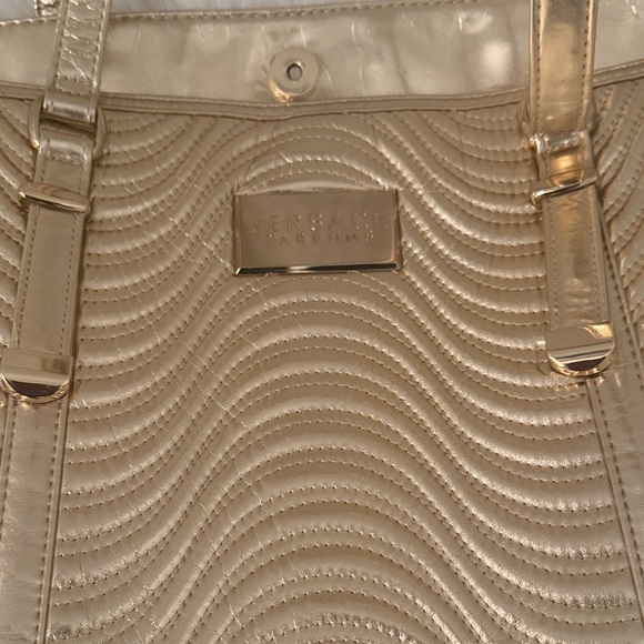 Versace Gold Ribbed Large Tote Bag, GWP. Like New. - Picture 3 of 12